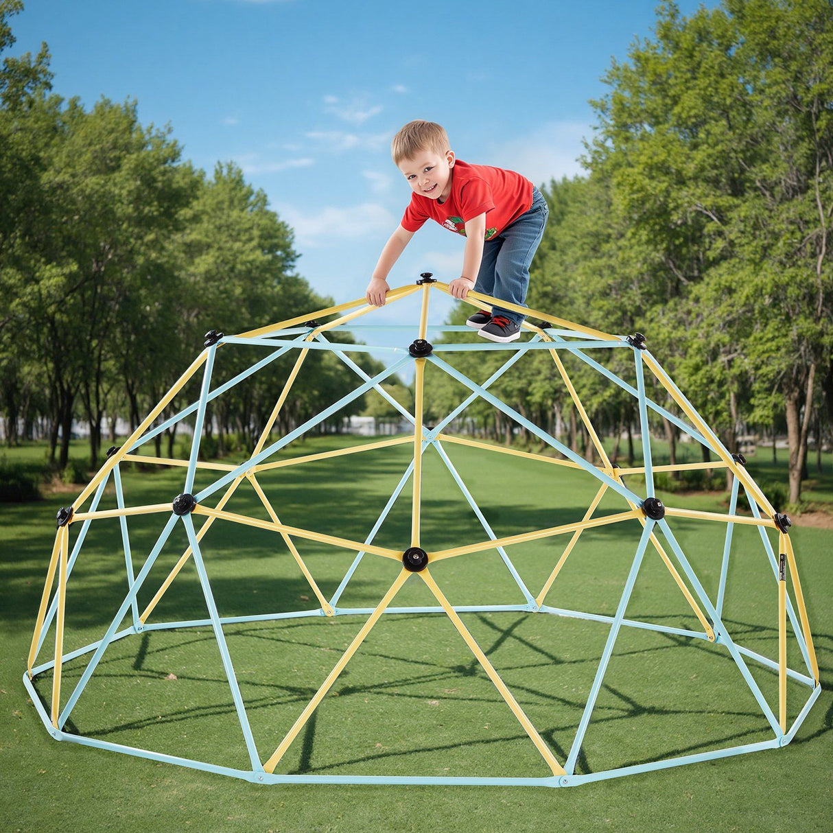 Geometric dome climber with basketball set and octopus net 305cm view 8