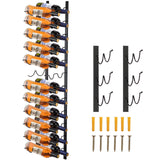 Wall mounted wine and towel rack for 24 bottles in black steel