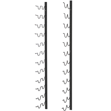 Wall mounted wine and towel rack for 24 bottles in black steel