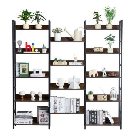 VEVOR Rustic 14-Tier Metal Bookshelf