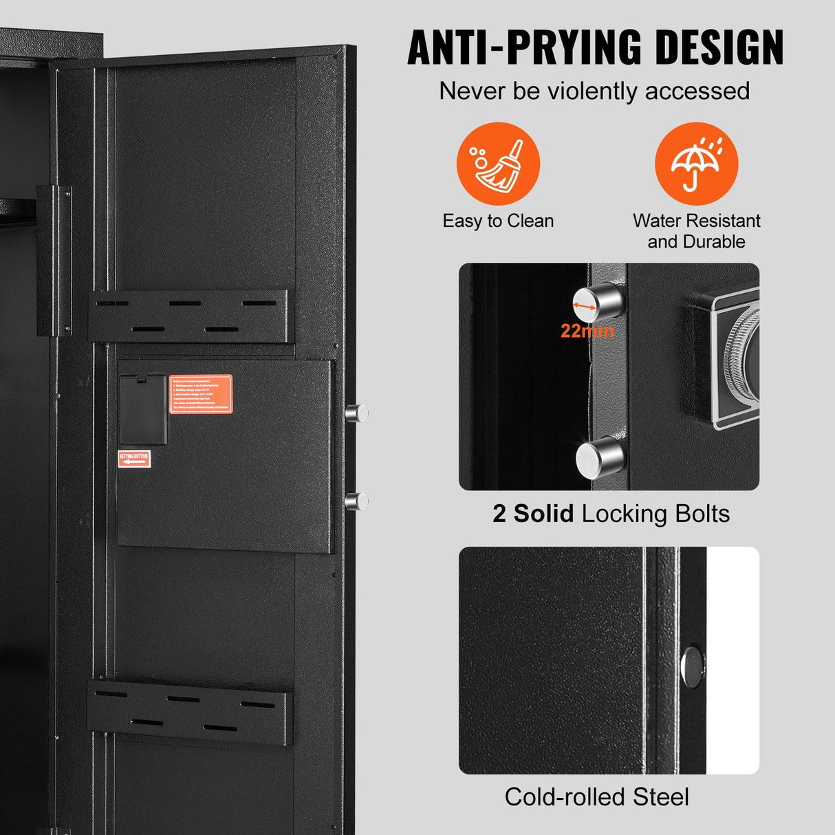 Lazise Gun Safe, 6 to 8 Rifle Cabinet, Digital and Key Lock