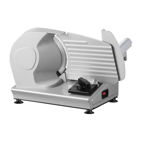 Electric meat slicer set up on a home kitchen bench