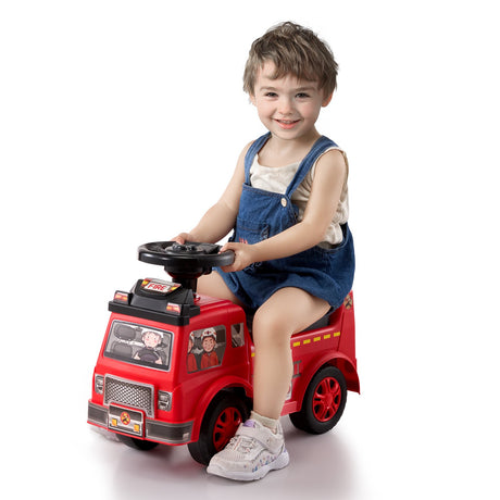 Toddler Push Ride On Car with Music Steering Wheel and Storage Red