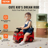 Toddler Push Ride On Car with Music Steering Wheel and Storage Red