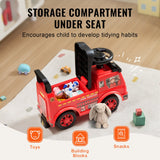 Toddler Push Ride On Car with Music Steering Wheel and Storage Red