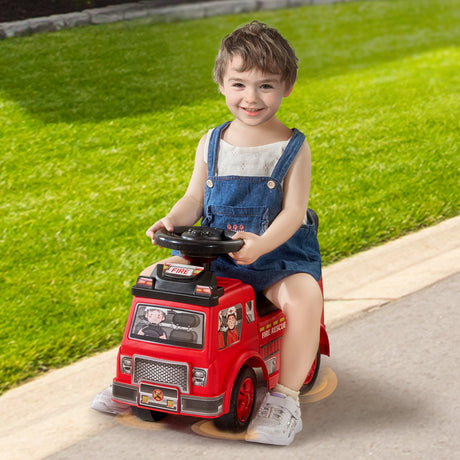 Toddler Push Ride On Car with Music Steering Wheel and Storage Red