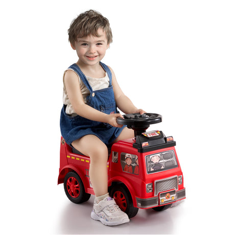 Toddler Push Ride On Car with Music Steering Wheel and Storage Red