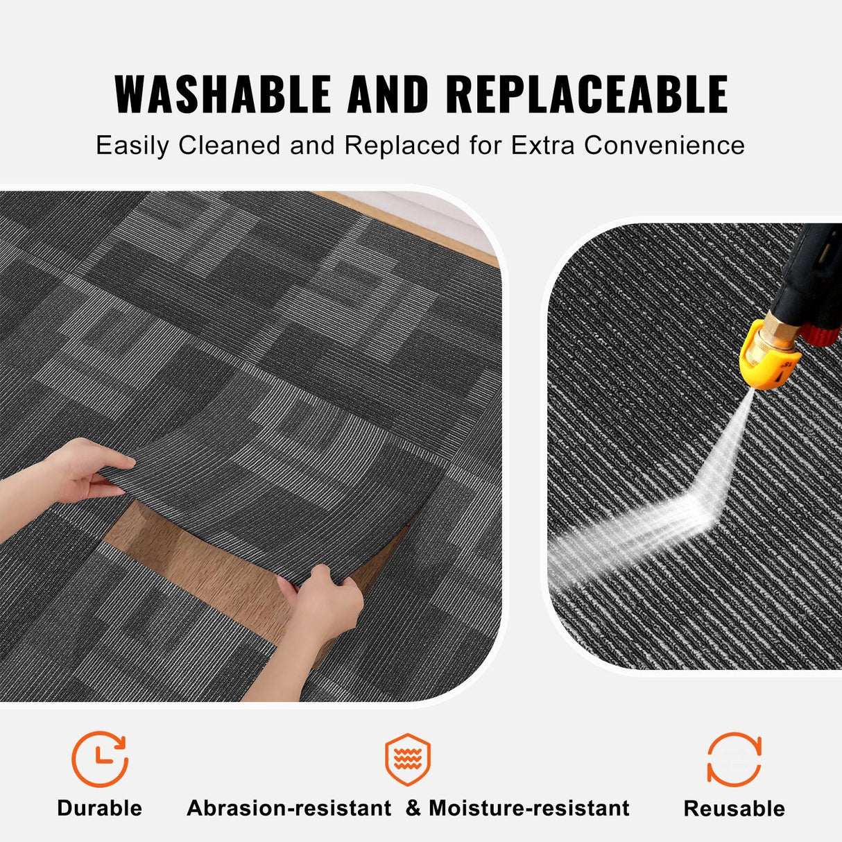 Salo Carpet Tiles, Reusable, Soft Padded, 24x24 inch, Mixed Grey, 24pcs