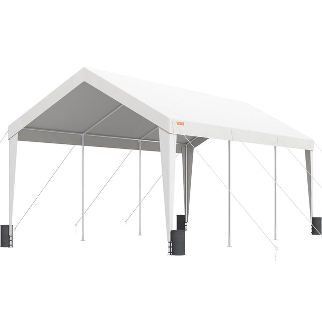 White carport car canopy shelter 3 x 6 m with steel frame covering a parked car