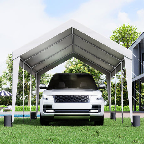 Carport canopy used as a shade shelter for an outdoor gathering