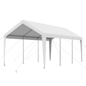 White 3 x 6 m portable carport canopy set up on a driveway