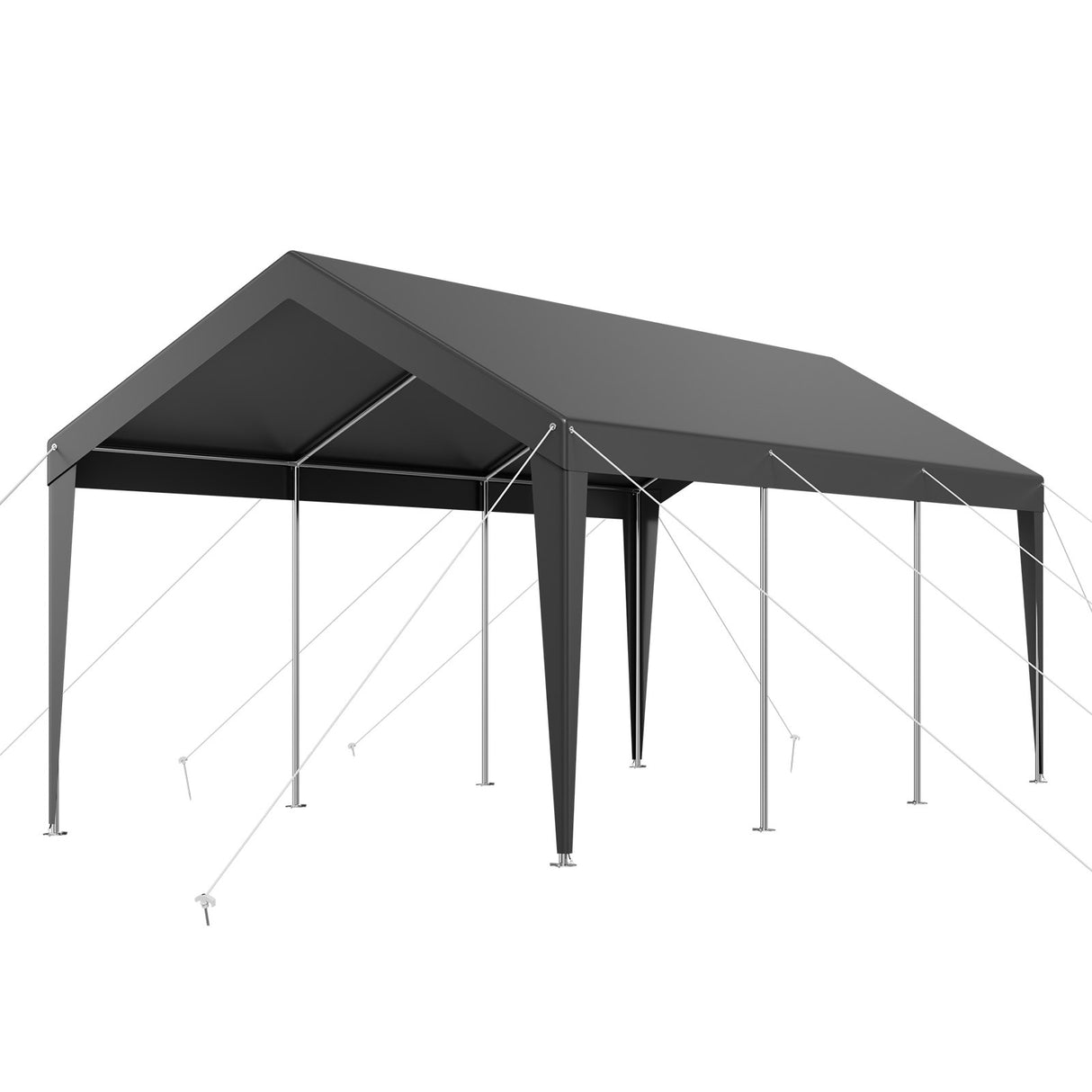 Grey 3 x 6 m portable carport canopy set up over a driveway