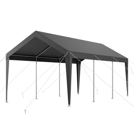 Grey 3 x 6 m portable carport canopy set up over a driveway