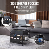 VEVOR Round Lift-Top Coffee Table with Hidden Storage — Black — Allure Home Collections