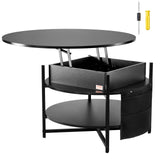 VEVOR Round Lift-Top Coffee Table with Hidden Storage — Black — Allure Home Collections