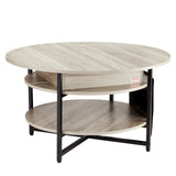 White round lift top coffee table with hidden storage