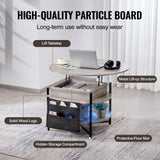 Side shelves and storage on the white coffee table