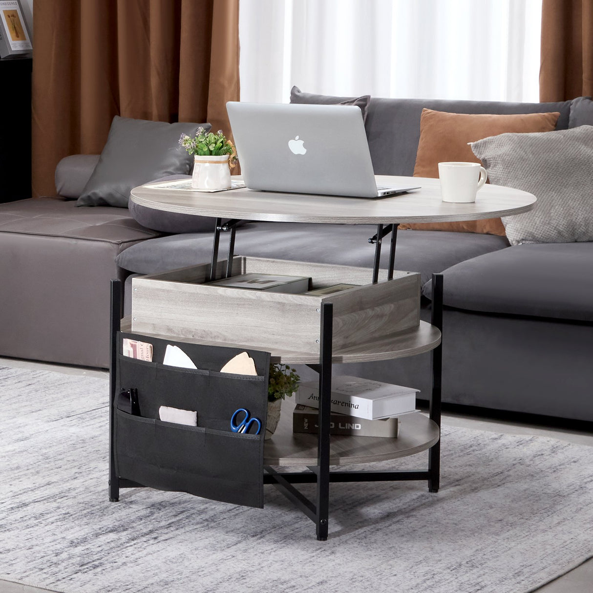 Round white coffee table top detail