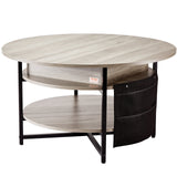 White round lift top coffee table dimensions view