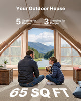 Inflatable Glamping Tent, 3-5 Person, 4-Season, with Canopy and Stove Jack