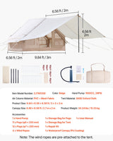 Inflatable Glamping Tent, 3-5 Person, 4-Season, with Canopy and Stove Jack