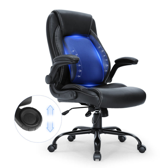 Nedlands grey PU leather executive office chair with flip up arms in a home office