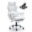 Quinns Rocks white big and tall executive office chair with footrest