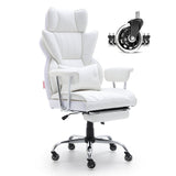 Quinns Rocks white big and tall executive office chair with footrest