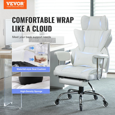 Quinns Rocks white big and tall executive office chair with footrest, view 2