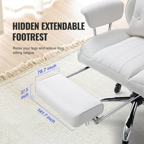Quinns Rocks white big and tall executive office chair with footrest, view 4