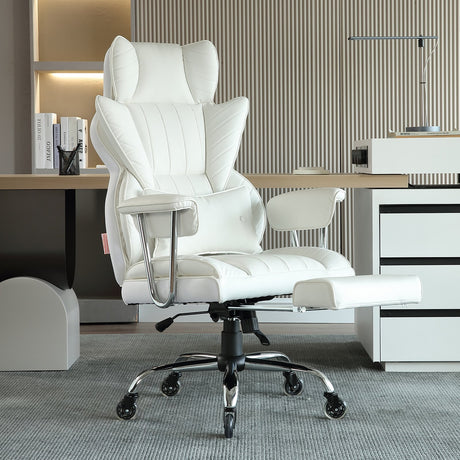 Quinns Rocks white big and tall executive office chair with footrest, view 8
