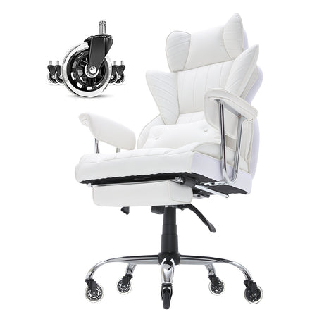 Quinns Rocks white big and tall executive office chair with footrest, view 9