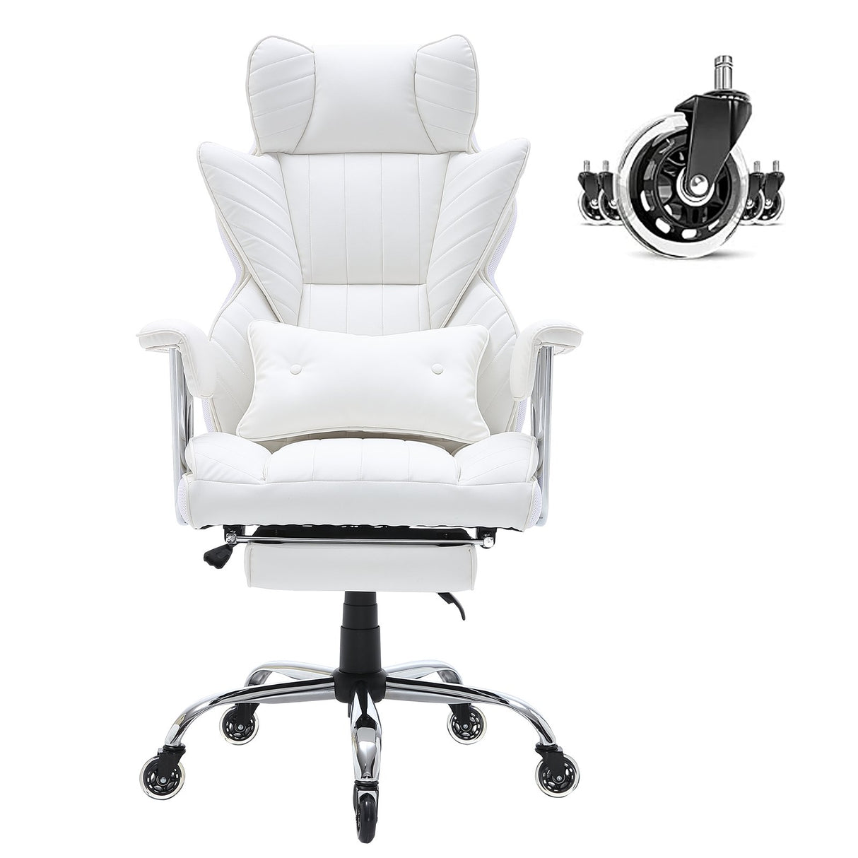 Quinns Rocks white big and tall executive office chair with footrest, view 10