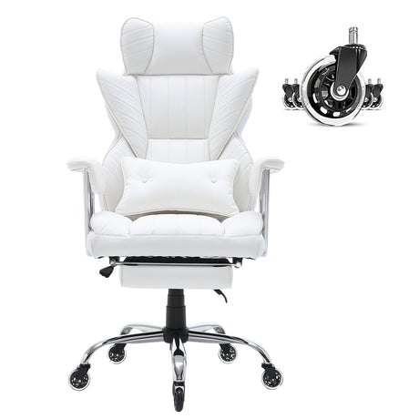 Quinns Rocks white big and tall executive office chair with footrest, view 10