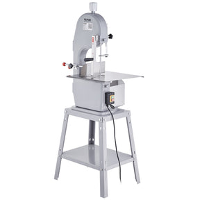 Stainless steel commercial electric meat bandsaw, front view