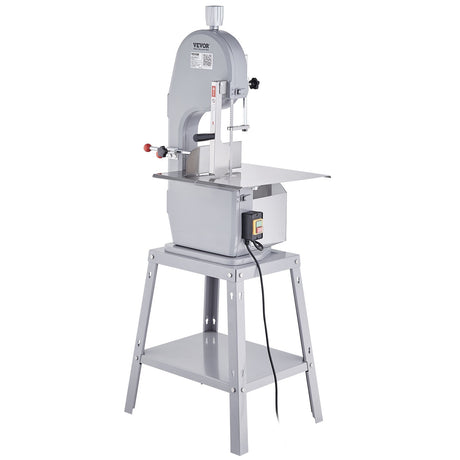 Stainless steel commercial electric meat bandsaw, front view