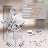 Side view of the meat bandsaw showing the motor housing and frame