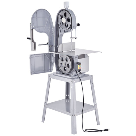 Bandsaw with the blade cover opened for blade access and cleaning