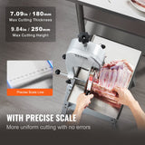 Worktable scale lines used to set cutting thickness up to 180 mm
