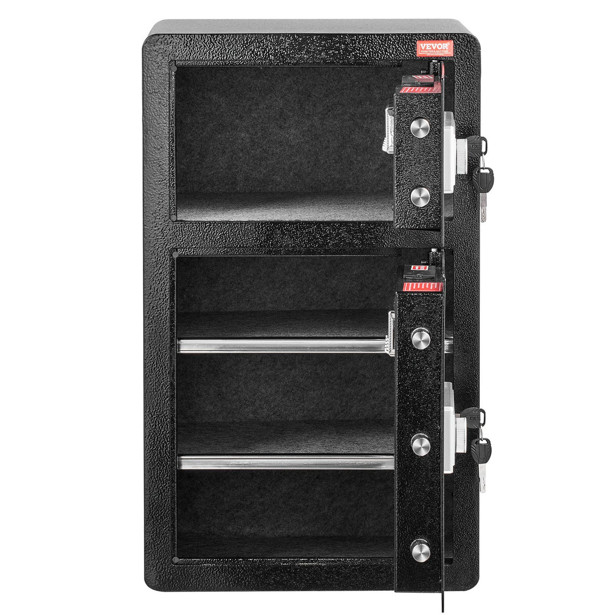 Orta double door steel safe box with digital keypad and dividers in black