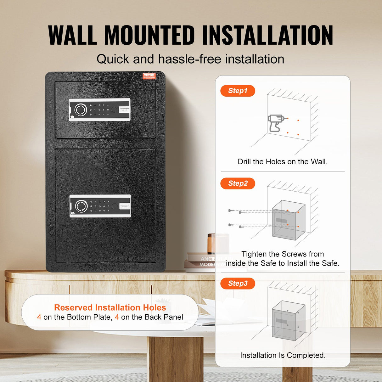 Orta Safe Box, 4.5 cu.ft, Double Door, Key and Digital Lock