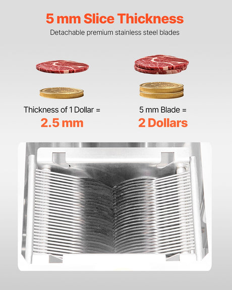 Enlarged feed port on the stainless steel meat slicer