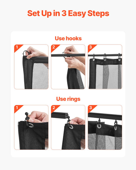 Aluminium grommet and hanging ring at the top edge of the netting