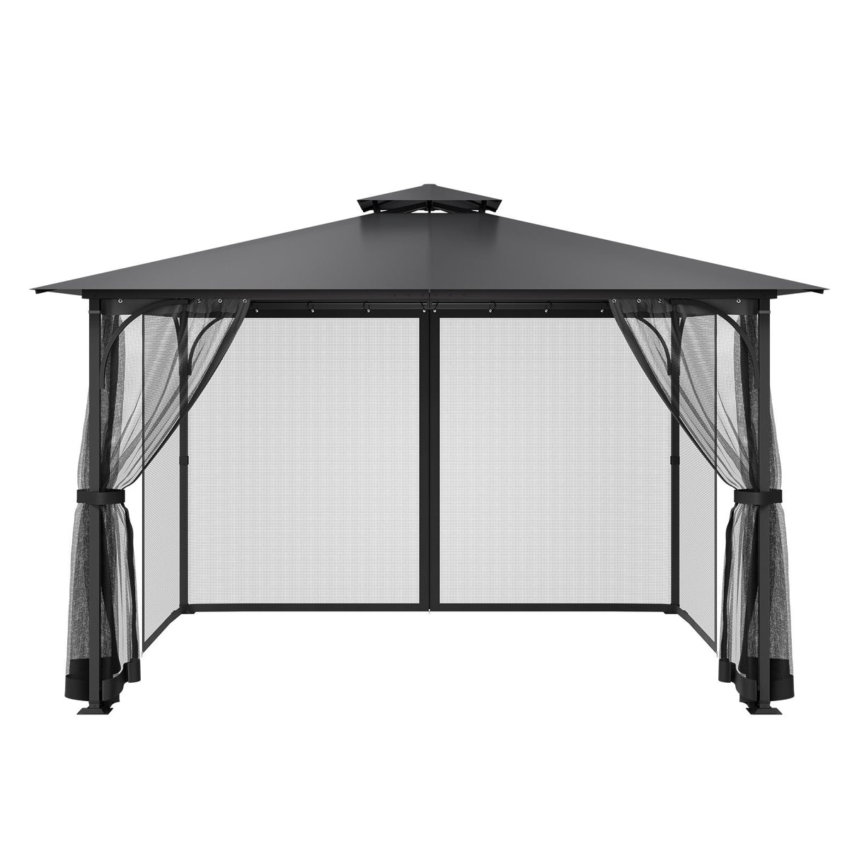 Seating area inside a gazebo enclosed with insect screen netting