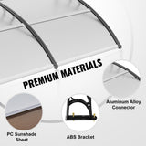 VEVOR Window Door Awning Canopy 965 x 1987 mm, UPF 50+ Polycarbonate Entry Door Outdoor Window Awning Exterior, Front Door Overhang Awning for Sun Shutter, UV, Rain, Snow Protection, Hollow Sheet