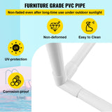 VEVOR 5-Bar Milky White Freestanding Pool Towel Rack — PVC Curved, 8 Clips, Mesh Bag — Allure Home Collections