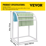 VEVOR 5-Bar Milky White Freestanding Pool Towel Rack — PVC Curved, 8 Clips, Mesh Bag — Allure Home Collections