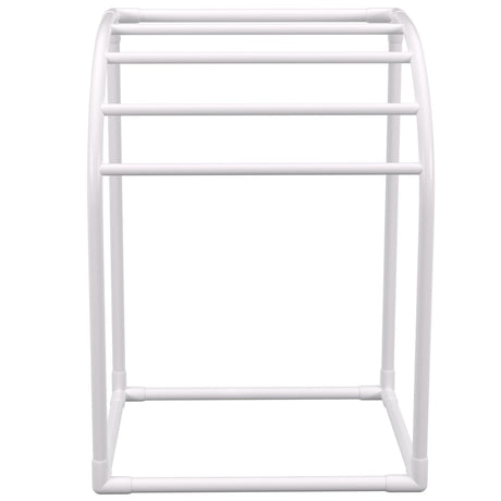 VEVOR 5-Bar Milky White Freestanding Pool Towel Rack — PVC Curved, 8 Clips, Mesh Bag — Allure Home Collections