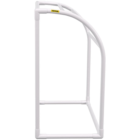 VEVOR 5-Bar Milky White Freestanding Pool Towel Rack — PVC Curved, 8 Clips, Mesh Bag — Allure Home Collections