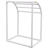VEVOR 5-Bar Milky White Freestanding Pool Towel Rack — PVC Curved, 8 Clips, Mesh Bag — Allure Home Collections